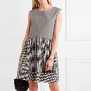 Madewell | Black & White Gingham Sleeveless Fit & Flare Dress